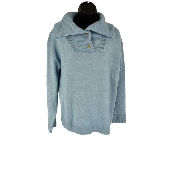 Talbots Sweaters - Talbots SWEATER Women's Sz M BRETON BUTTON COLLAR PULLOVER Cotton Acrylic Knit
